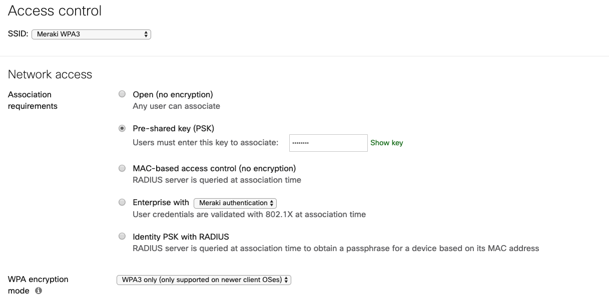 Cisco Meraki et le WPA3