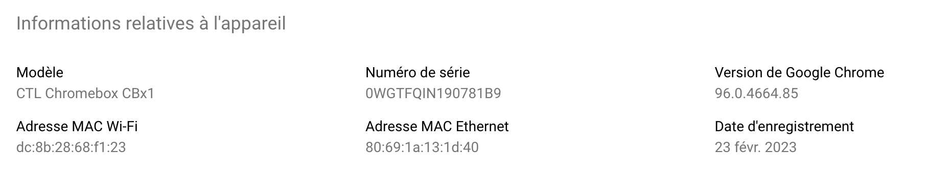 A droite, on voit " version de Google Chrome ", ici 96.0.4664.85 qui commence par 96 on est donc sur la version M96.