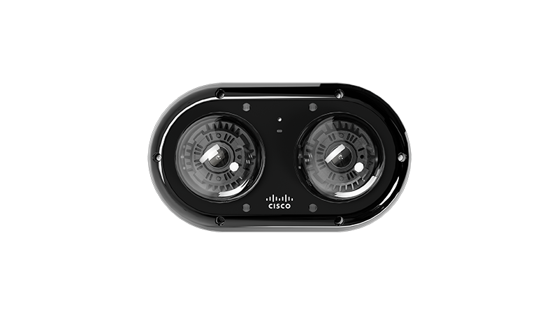 Vue de dessus de la caméra Cisco Meraki MV44X montrant ses deux imageurs orientables
