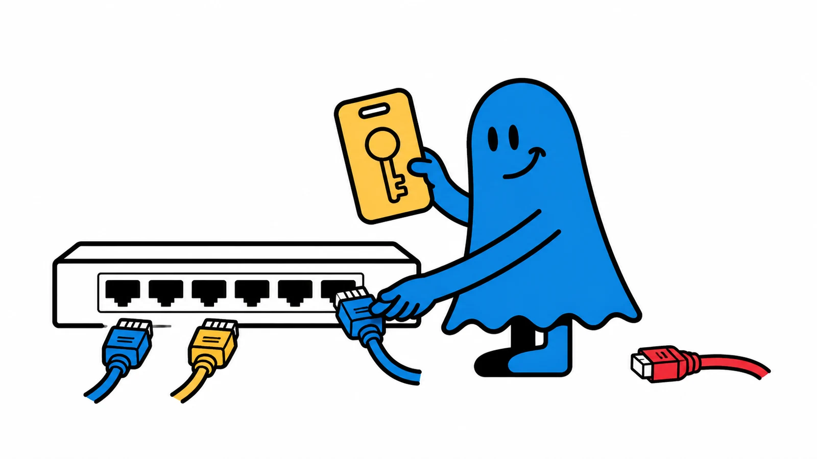 Le personnage BoucheCousue autorise un équipement à se connecter à un switch réseau