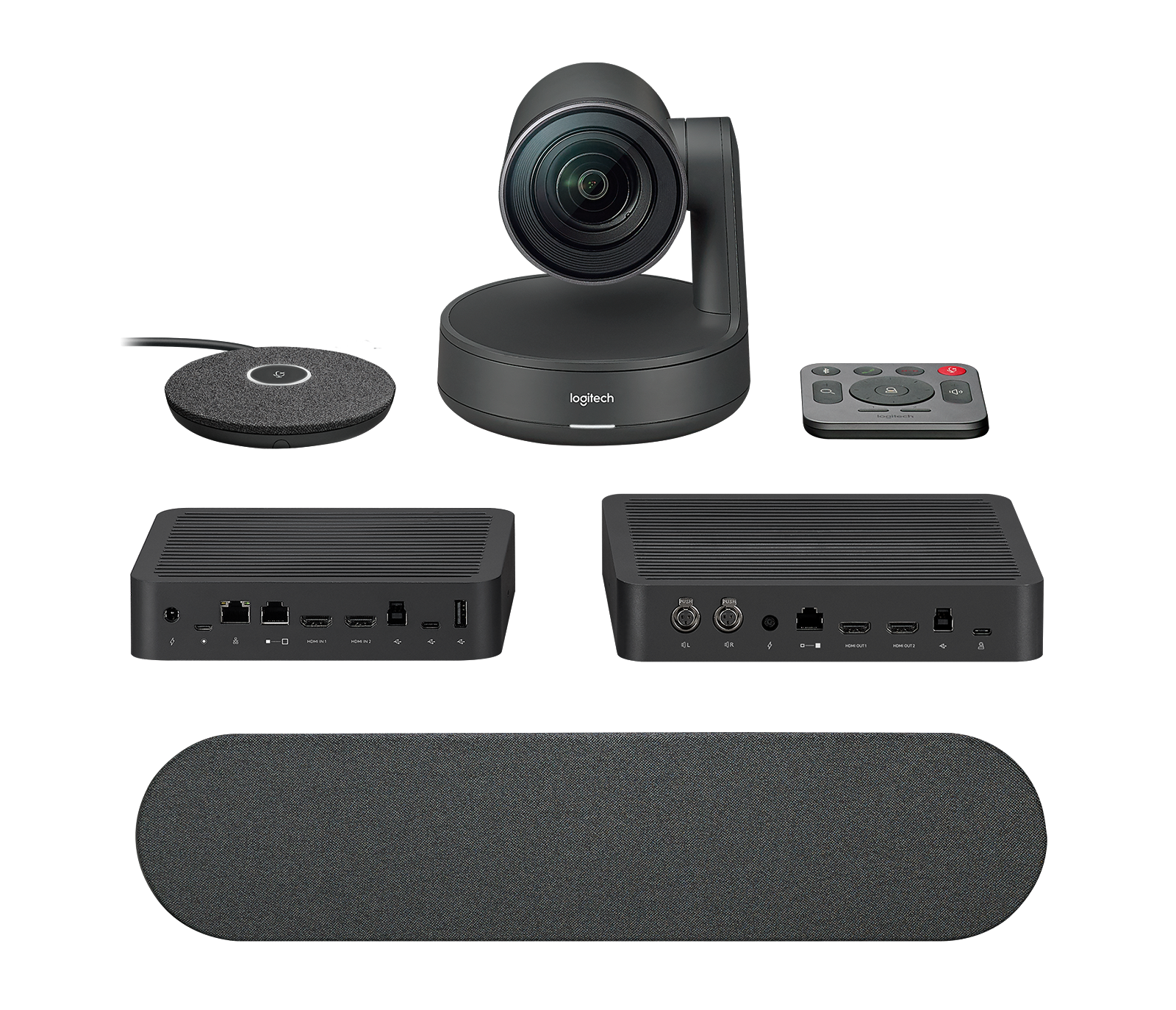 Kit Logitech Rally avec caméra, microphone, haut-parleur et hubs